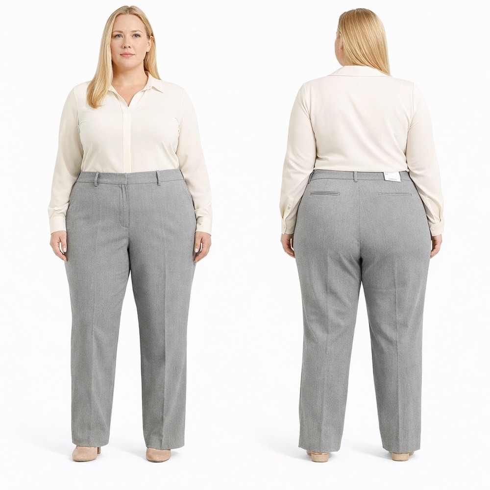 Calvin Klein Gray Slim Fit Dress Pants Career Stretch  22W NWT Textured Trousers
